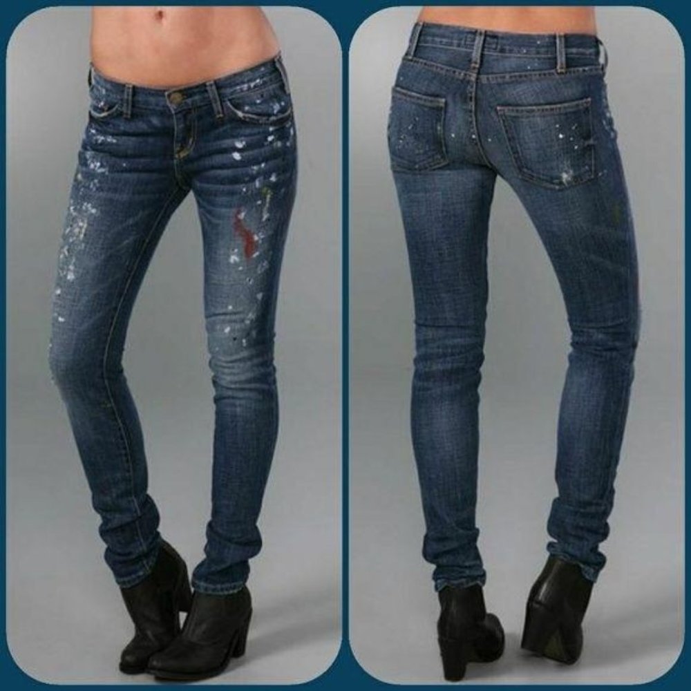Current/Elliott The Skinny Paint Spatter Jeans 27